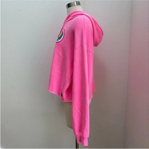 Aviator Nation Cropped Hoodie Rare Malibu Chili Cook Off Neon Pink Size Medium - Picture 9 of 11